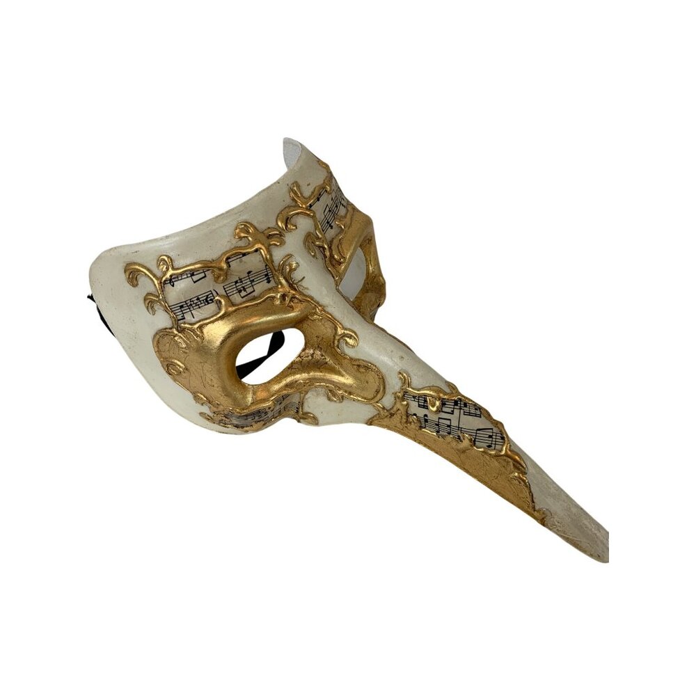 VTG Handmade Casanova Long Nose Venetian Mask Masquarade Music Gold  N10103